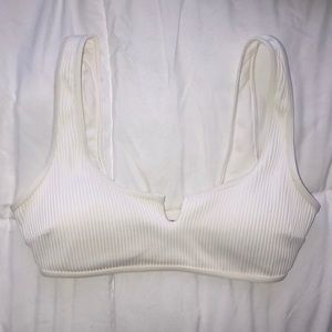 Ribbed White Bathing Suit Top